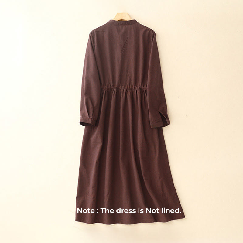 Vestido midi informal de algodón con botones de rana y bolsillos de Buddha Stones - image 2