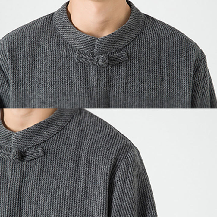 Chaqueta de algodón para hombre con diseño de botones de rana y manga larga con Buddha Stones y bolsillos - image 18