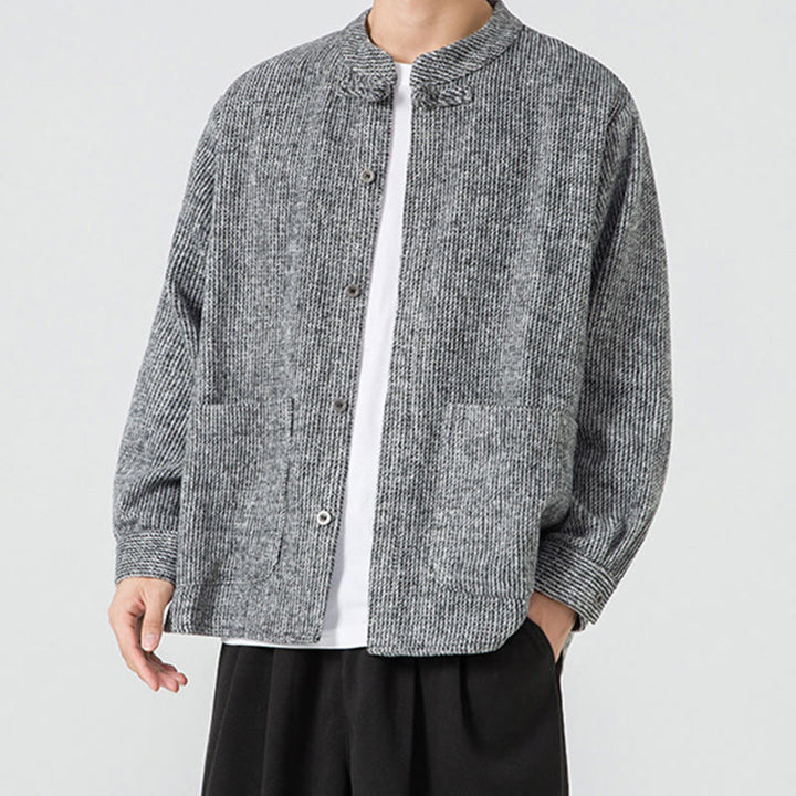 Chaqueta de algodón para hombre con diseño de botones de rana y manga larga con Buddha Stones y bolsillos - image 28