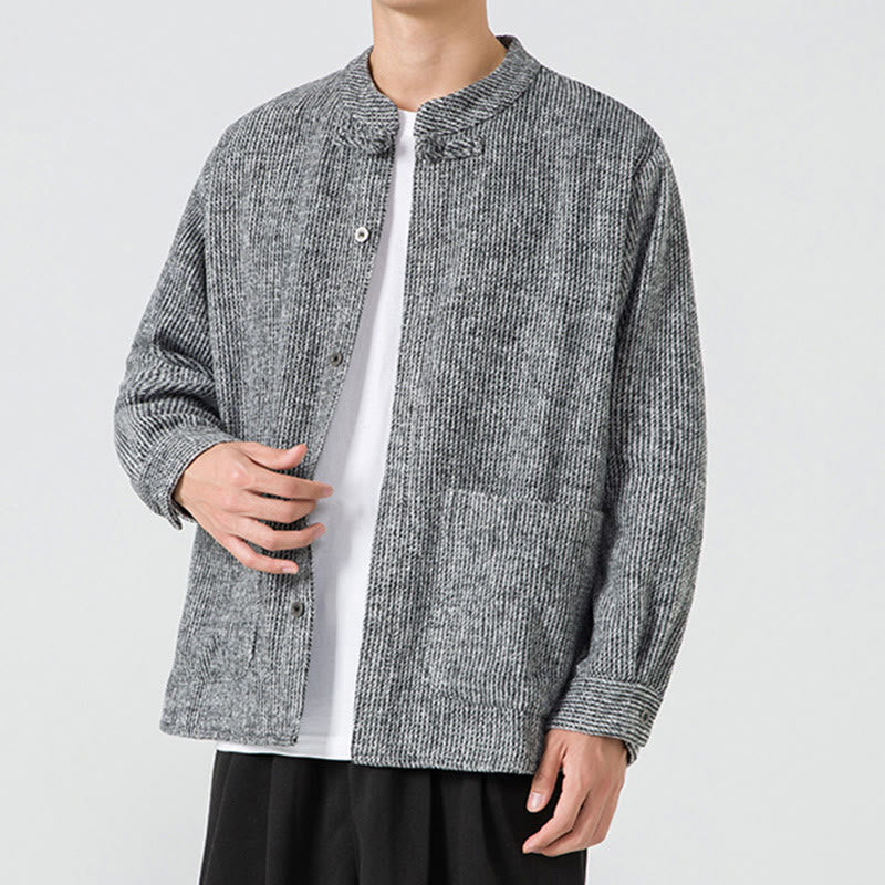 Chaqueta de algodón para hombre con diseño de botones de rana y manga larga con Buddha Stones y bolsillos - image 25