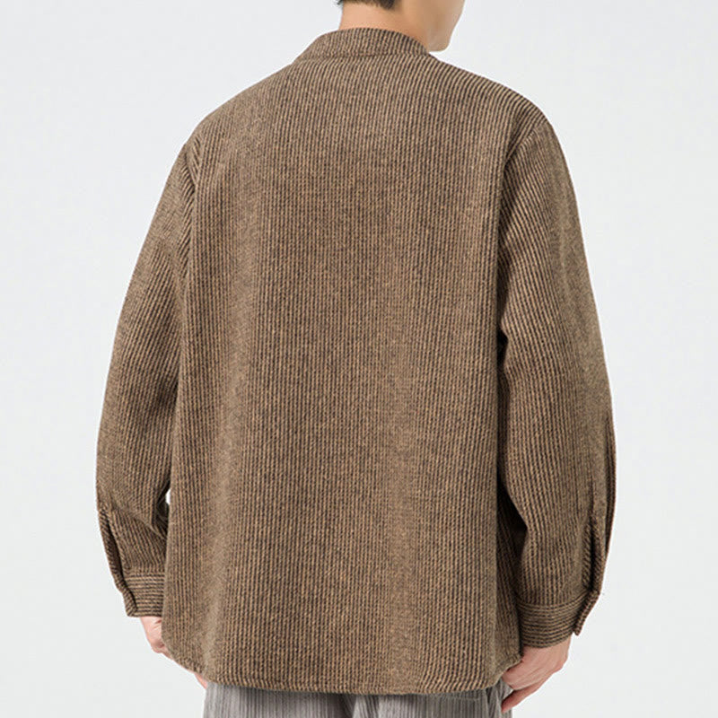 Chaqueta de algodón para hombre con diseño de botones de rana y manga larga con Buddha Stones y bolsillos - image 50