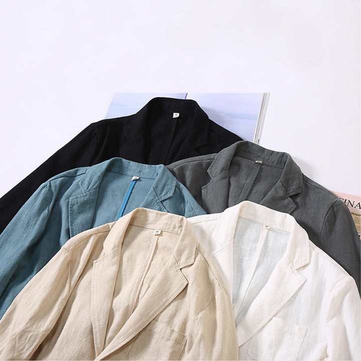 Camisa de lino con botones y bolsillos para hombre, diseño liso, de manga larga y Buddha Stones - image 10