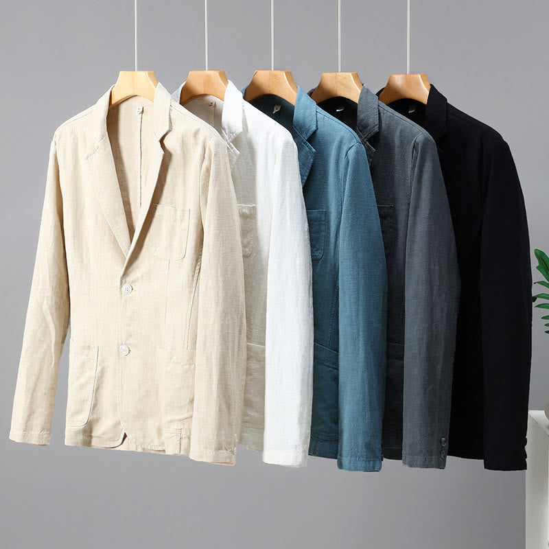 Camisa de lino con botones y bolsillos para hombre, diseño liso, de manga larga y Buddha Stones - image 12