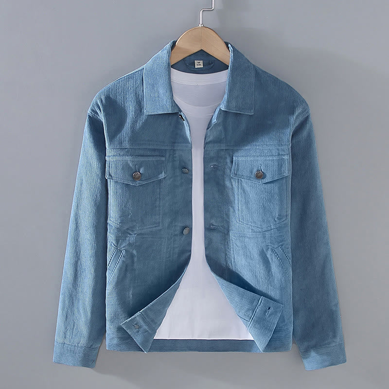 Chaqueta de algodón para hombre, con diseño de botones, manga larga y bolsillos, con estampado de Buddha Stones - Azul acero - US/UK/AU42, EU52 (3XL) - image 7