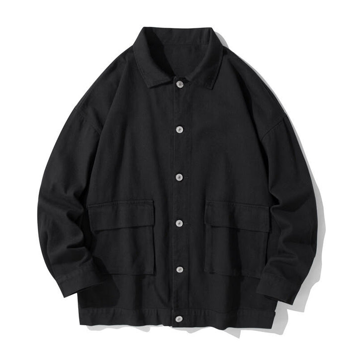 Chaqueta de algodón para hombre, con cuello alto, botones y manga larga, con estampado de Buddha Stones y bolsillos. - Negro - US/UK/AU50, EU60 (5XL) - image 0
