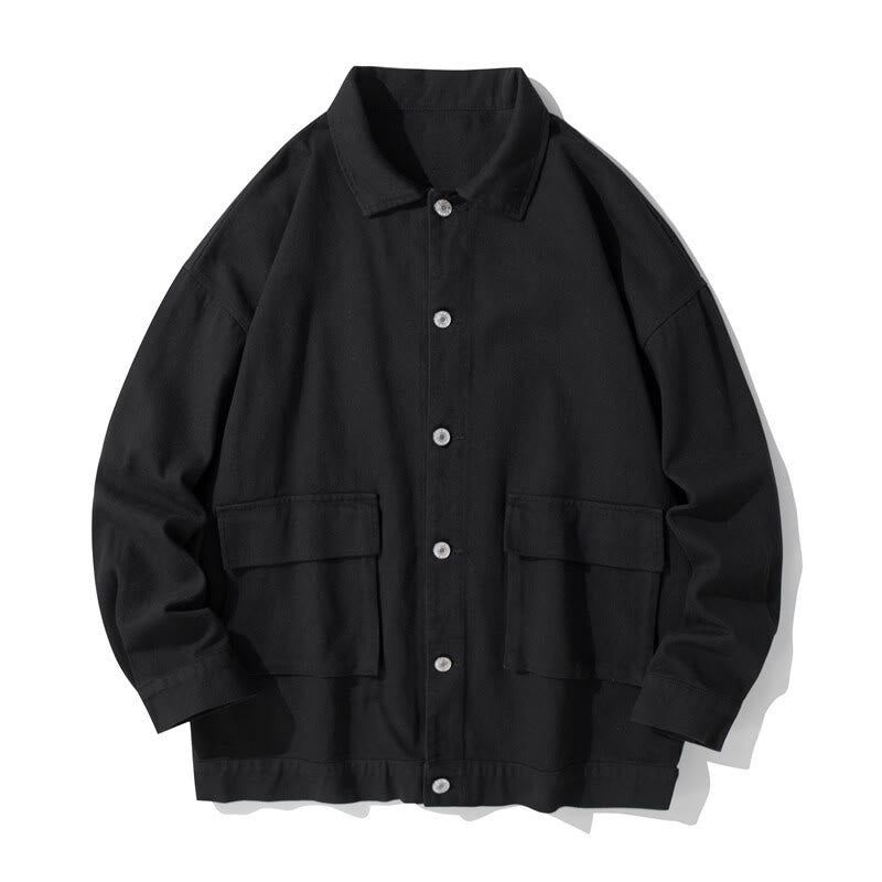 Chaqueta de algodón para hombre, con cuello alto, botones y manga larga, con estampado de Buddha Stones y bolsillos. - Negro - US/UK/AU50, EU60 (5XL) - image 0