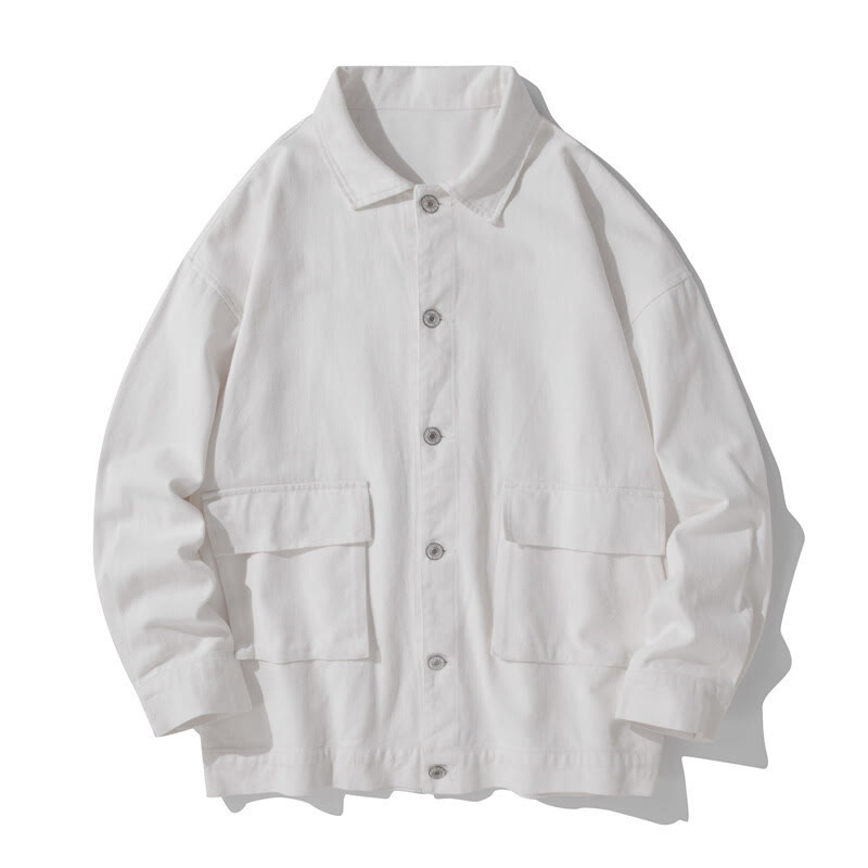 Chaqueta de algodón para hombre, con cuello alto, botones y manga larga, con estampado de Buddha Stones y bolsillos. - Blanco - US/UK/AU50, UE60 (5XL) - image 7