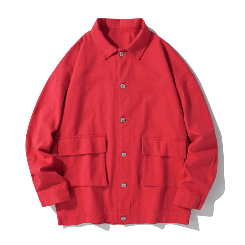 Chaqueta de algodón para hombre, con cuello alto, botones y manga larga, con estampado de Buddha Stones y bolsillos. - Carmesí - US/UK/AU50, UE60 (5XL) - image 10