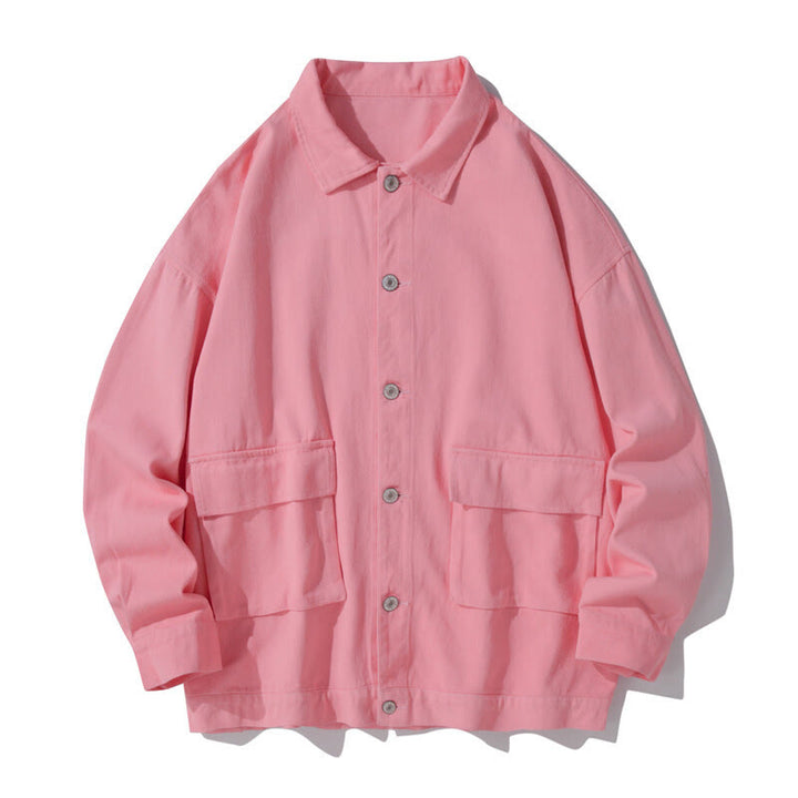 Chaqueta de algodón para hombre, con cuello alto, botones y manga larga, con estampado de Buddha Stones y bolsillos. - Rosa claro - US/UK/AU50, UE60 (5XL) - image 8