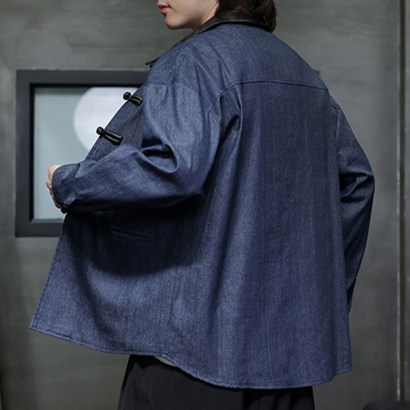 Camisa de algodón de manga larga con botones de rana y bolsillos para hombre de Buddha Stones - image 7