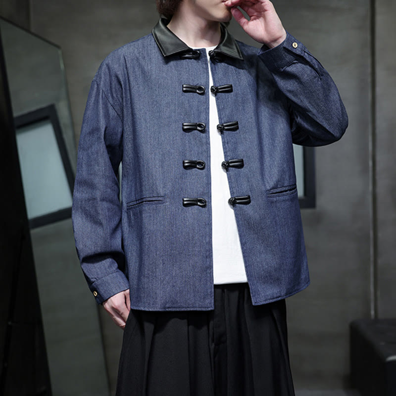 Camisa de algodón de manga larga con botones de rana y bolsillos para hombre de Buddha Stones - image 7