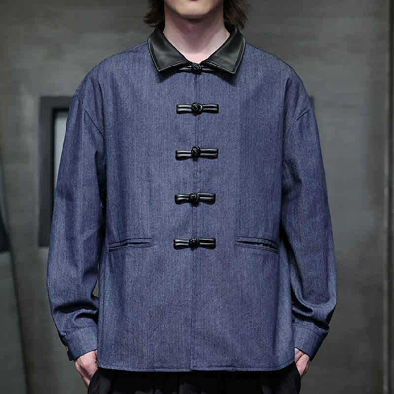 Camisa de algodón de manga larga con botones de rana y bolsillos para hombre de Buddha Stones - image 10