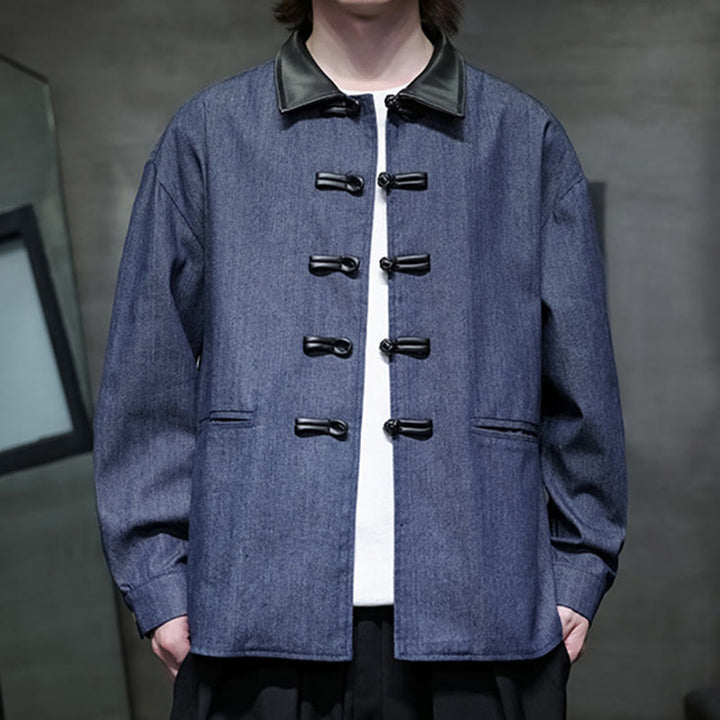 Camisa de algodón de manga larga con botones de rana y bolsillos para hombre de Buddha Stones - image 2