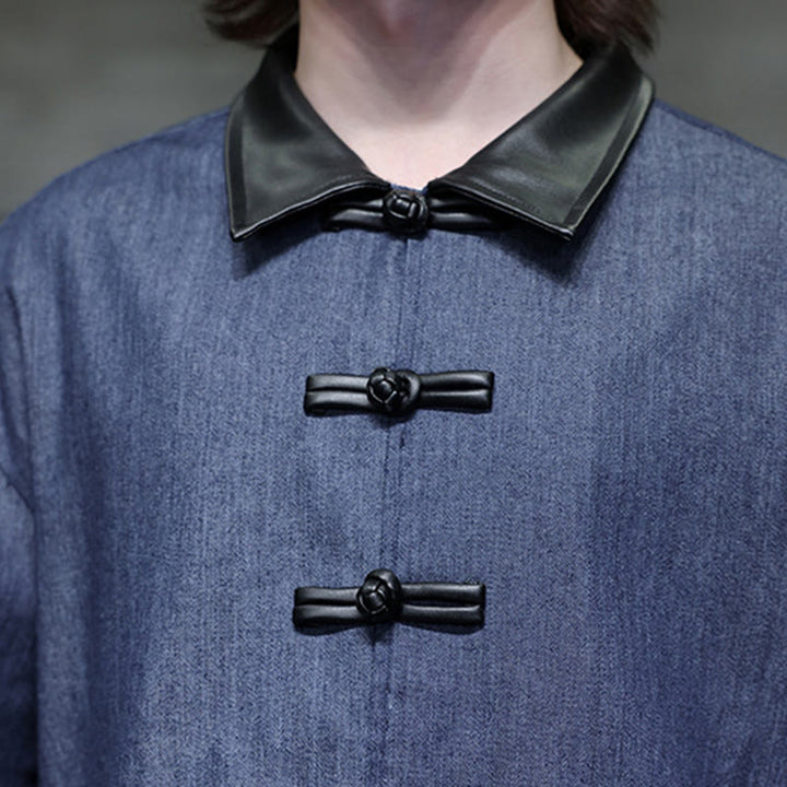 Camisa de algodón de manga larga con botones de rana y bolsillos para hombre de Buddha Stones - image 12