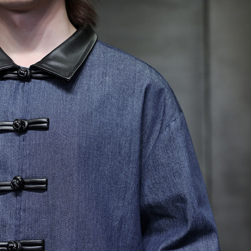 Camisa de algodón de manga larga con botones de rana y bolsillos para hombre de Buddha Stones - image 12