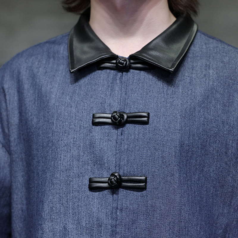 Camisa de algodón de manga larga con botones de rana y bolsillos para hombre de Buddha Stones - image 11