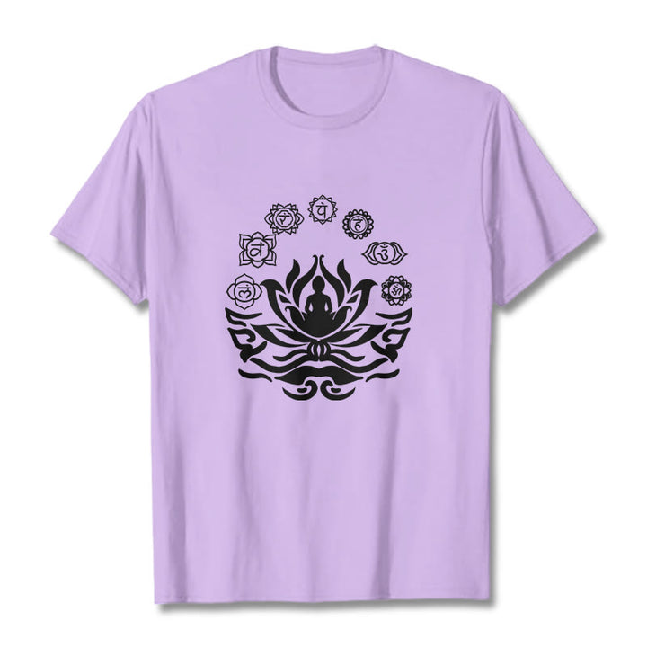 Camiseta con diseño de flor de loto de Buda y mantras sánscritos con símbolo OM de Buddha Stones - Ciruela - 2XL - image 14