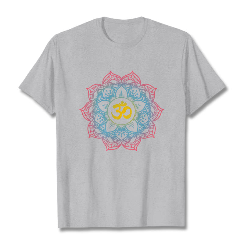 Camiseta con diseño de símbolo OM de mandala en forma de loto y Buddha Stones - Gris claro - 2XL - image 20