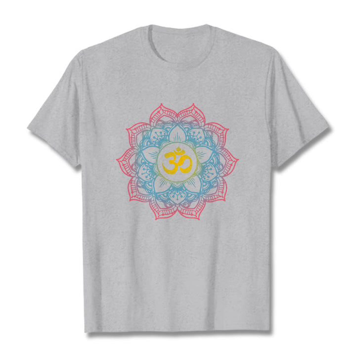 Camiseta con diseño de símbolo OM de mandala en forma de loto y Buddha Stones - Gris claro - 2XL - image 20