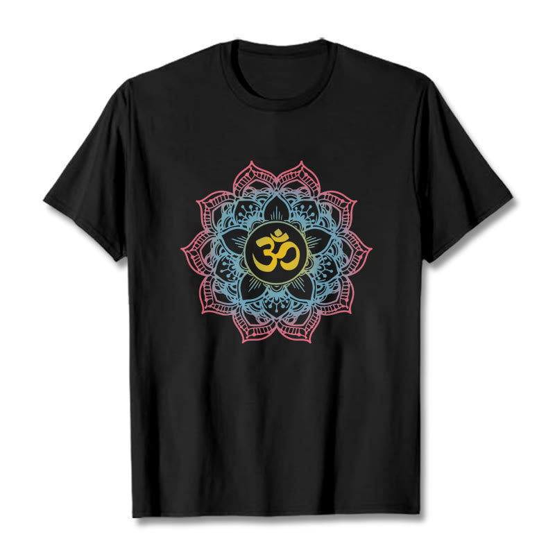 Camiseta con diseño de símbolo OM de mandala en forma de loto y Buddha Stones - Negro - 2XL - image 1
