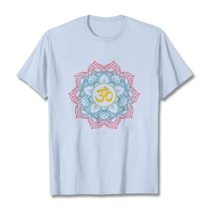 Camiseta con diseño de símbolo OM de mandala en forma de loto y Buddha Stones - Cian claro - 2XL - image 11