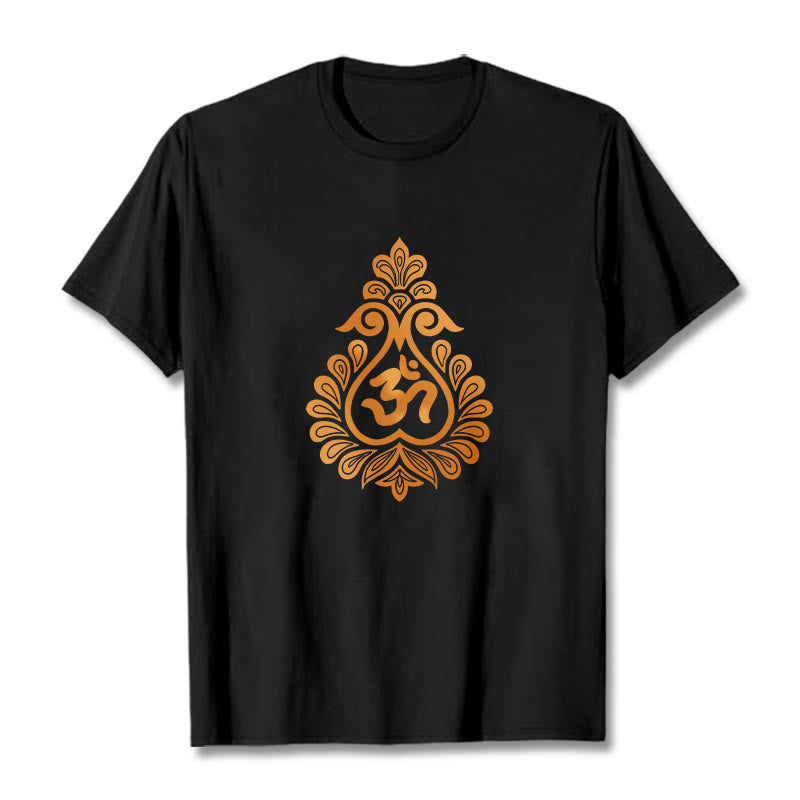 Camiseta con diseño de calabaza y Buddha Stones con símbolo OM - Negro - 2XL - image 5