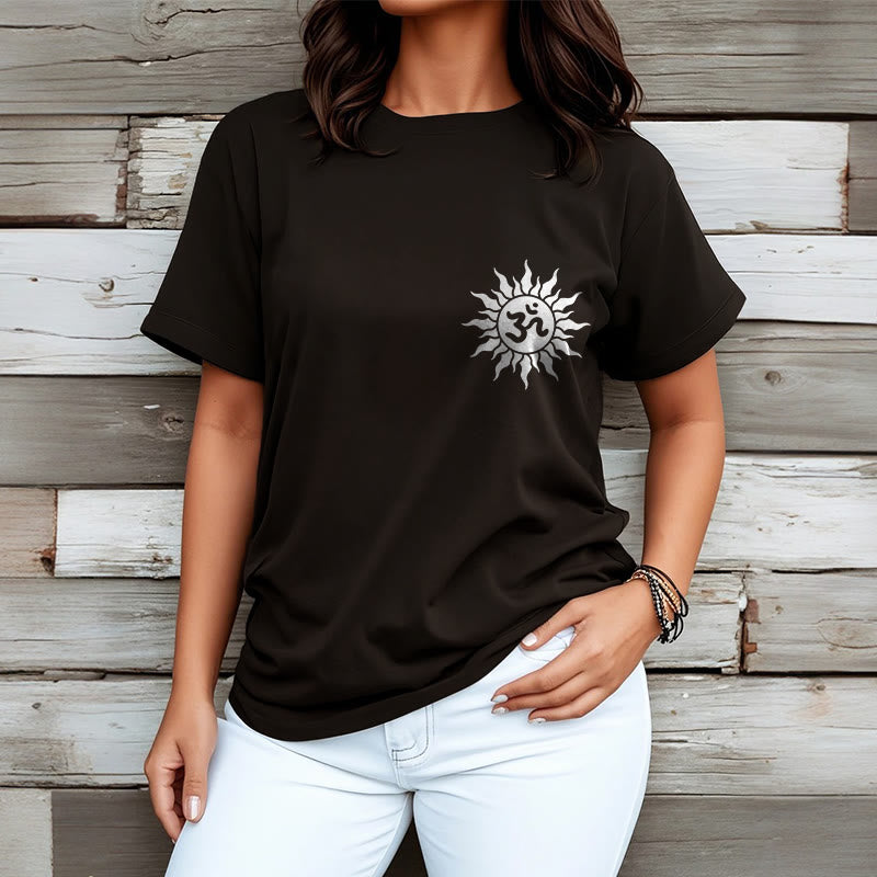 Camiseta con diseño de símbolo OM del sol y Buddha Stones - image 4