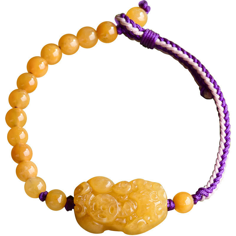 Pulsera de la riqueza PiXiu con cuentas de jade de seda dorada y Buddha Stones - image 11