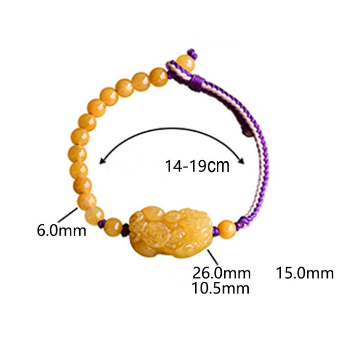 Pulsera de la riqueza PiXiu con cuentas de jade de seda dorada y Buddha Stones - image 14
