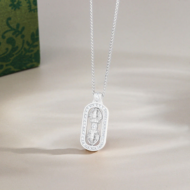 Colgante de plata de ley 925 con Buddha Stones y mini PiXiu Dorje Vajra Wealth - Plata - Vajra - image 12