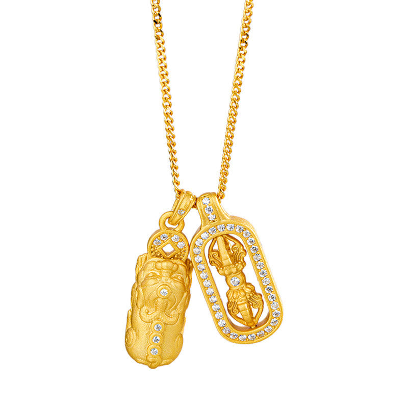 Colgante de plata de ley 925 con Buddha Stones y mini PiXiu Dorje Vajra Wealth - image 3