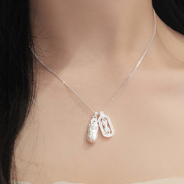 Colgante de plata de ley 925 con Buddha Stones y mini PiXiu Dorje Vajra Wealth - image 9