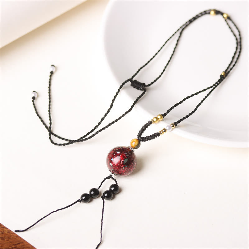 Collar con colgante de paz, con cuentas de Venus Aurora, madera de ébano y Buddha Stones lacadas - image 2