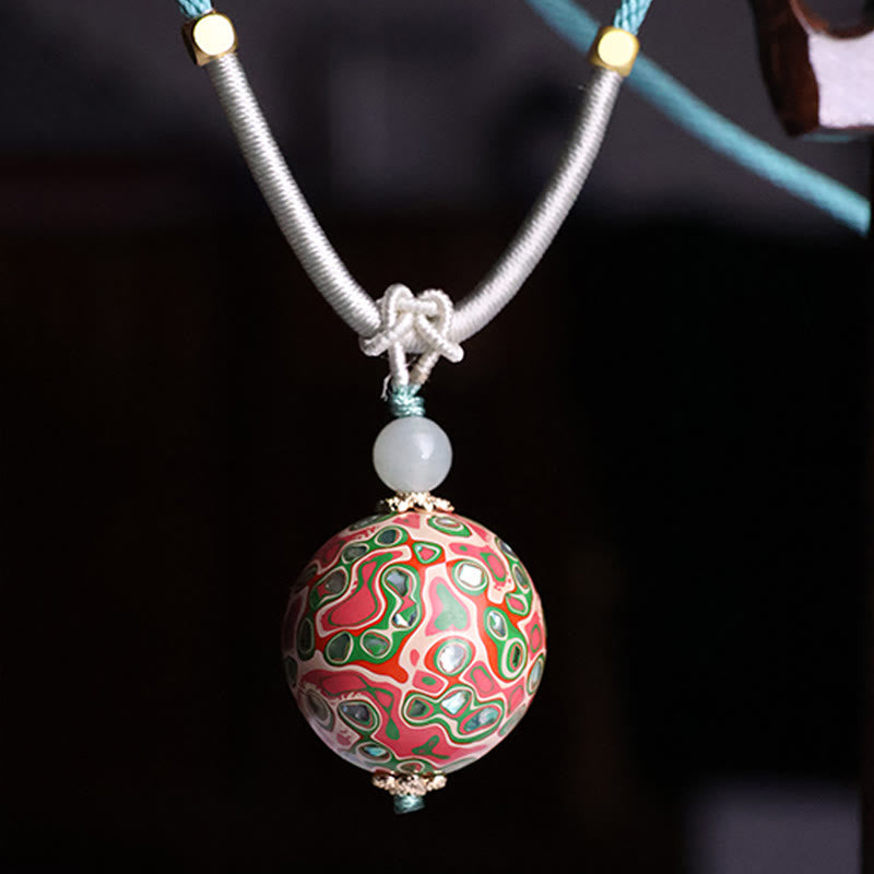 Collar con colgante de cuentas de Buddha Stones, madera de ébano y laca colorida, con efecto calmante - Colorido (Beige colorido al azar) - image 1