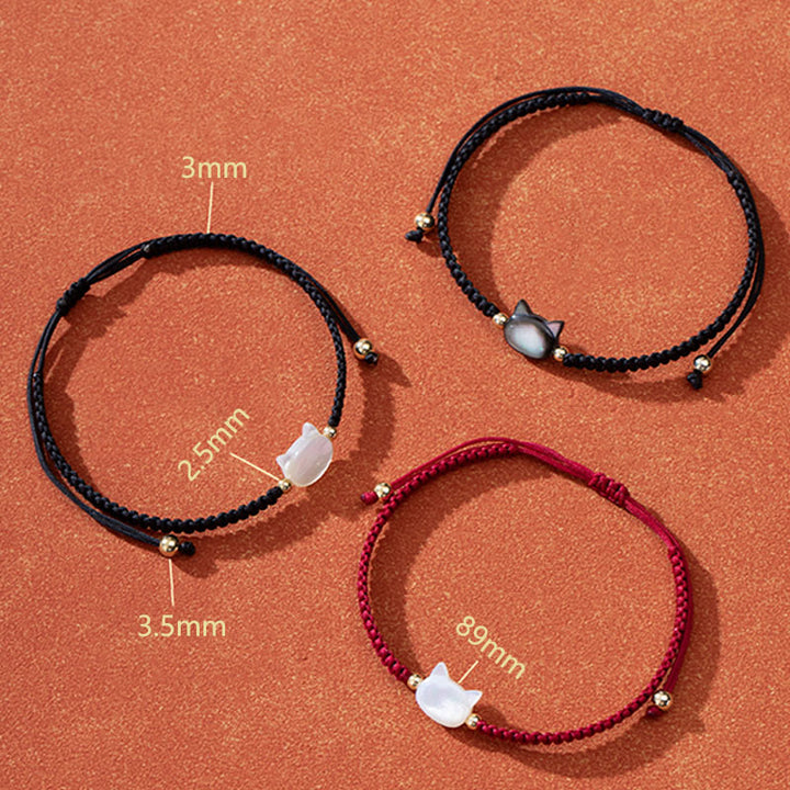 Pulsera de hilo rojo con cabeza de gato sin rostro y Buddha Stones - image 9