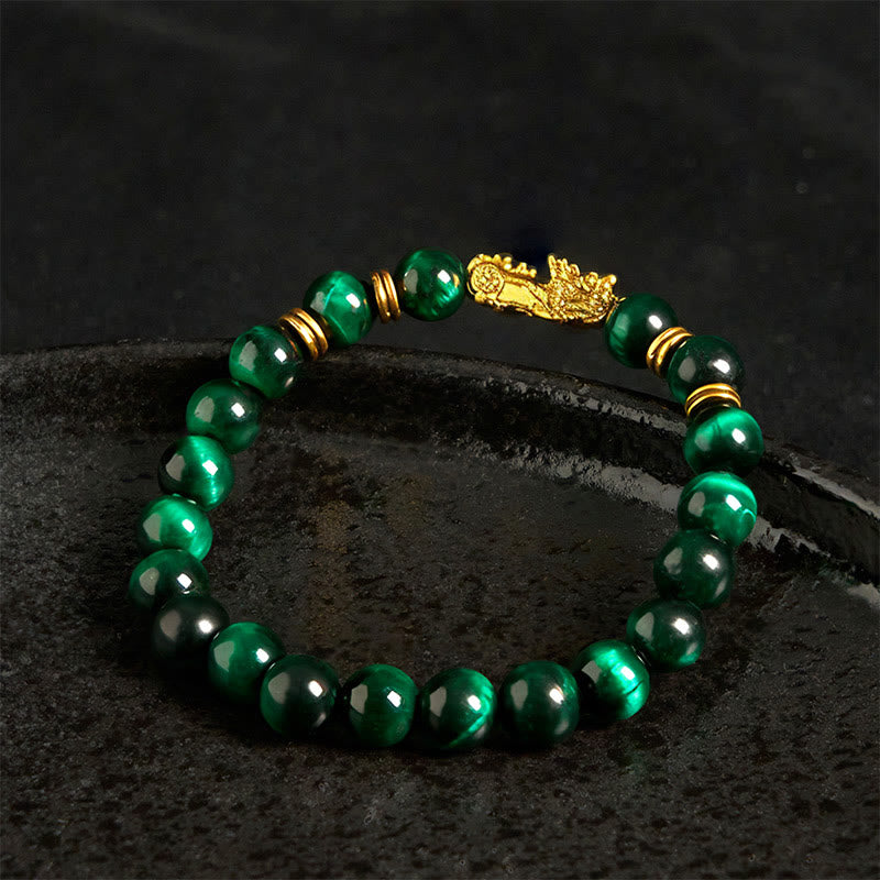 Pulsera de Pixiu con cuentas espaciadoras de ojo de tigre de varios colores y Buddha Stones, riqueza y coraje. - image 2