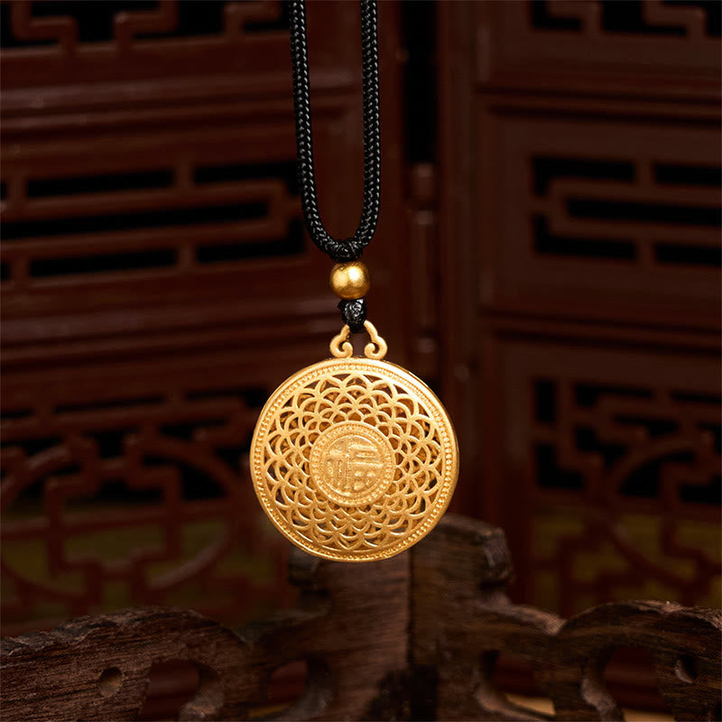Collar con colgante de cuerda de la fortuna con ocho Buddha Stones de cobre y brújula del tesoro. - image 2