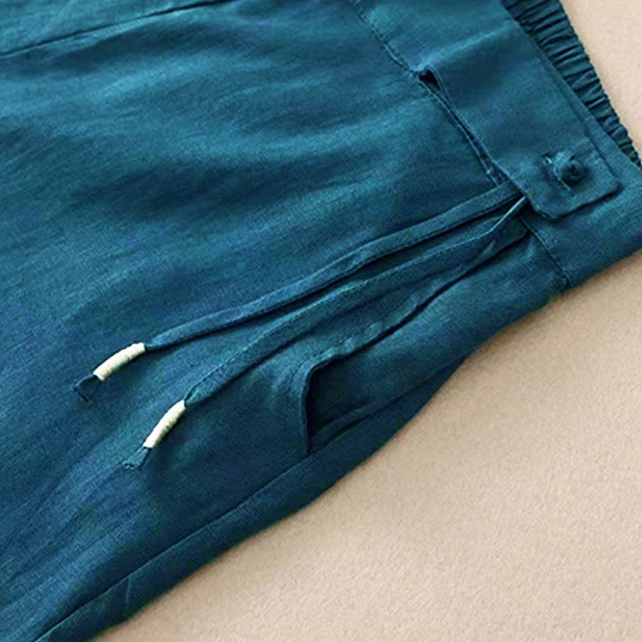Pantalones capri de mujer de color liso con un botón y pernera ancha, con bolsillos, estampado Buddha Stones. - image 29
