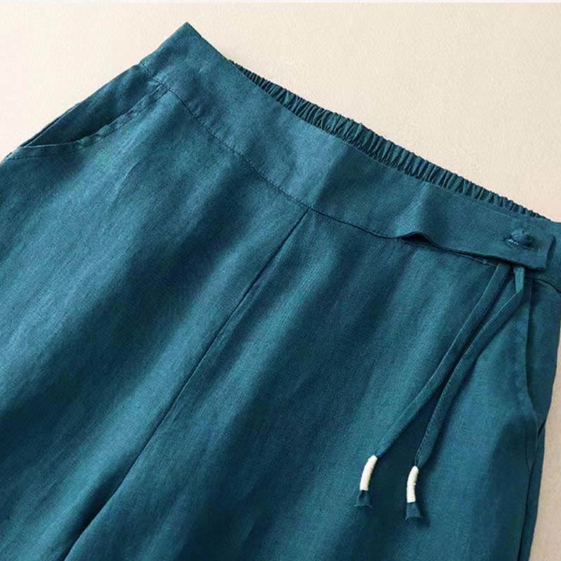 Pantalón capri de pierna ancha para mujer, de color liso, con un botón y bolsillos, estampado de Buddha Stones. - image 28
