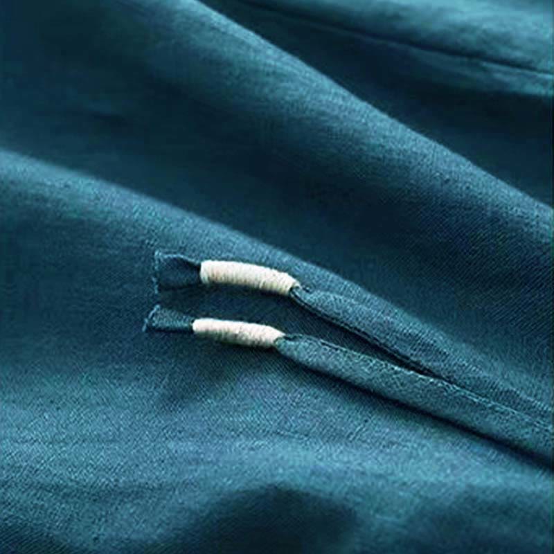 Pantalones casuales de algodón con un botón y pernera ancha para mujer, de Buddha Stones, con bolsillos y diseño de color liso - image 24