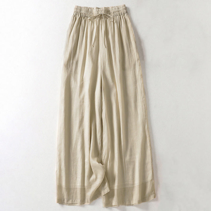 Pantalones anchos con cordones de color liso para mujer de Buddha Stones - Caqui - US8-10，UK/AU12-14，EU40-42 (2XL) - image 0