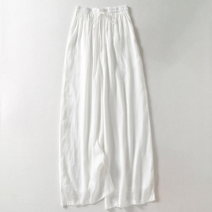 Pantalones anchos con cordones de color liso para mujer de Buddha Stones - image 6