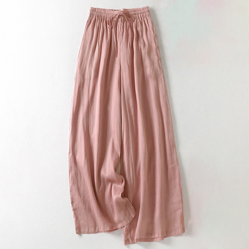 Pantalones anchos con cordones de color liso para mujer de Buddha Stones - Rosa - US8-10，UK/AU12-14，EU40-42 (2XL) - image 22