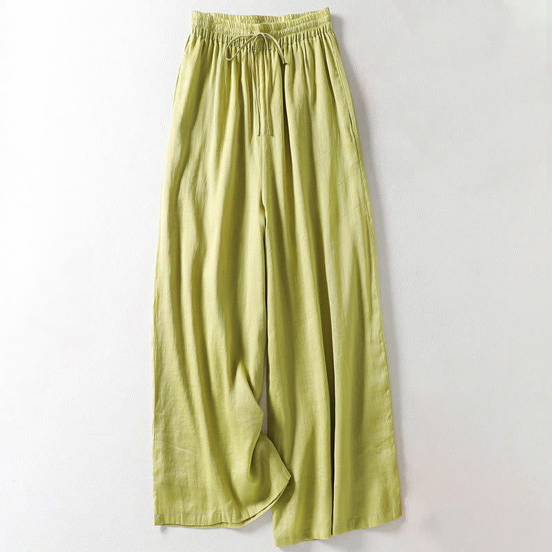 Pantalones anchos con cordones de color liso para mujer de Buddha Stones - VerdeAmarillo - US8-10，UK/AU12-14，EU40-42 (2XL) - image 10
