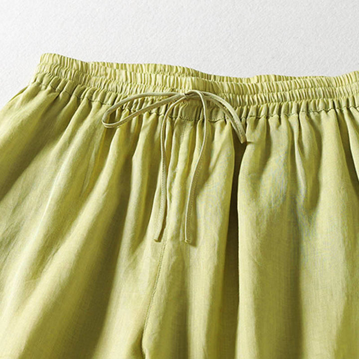 Pantalones anchos con cordones de color liso para mujer de Buddha Stones - image 19