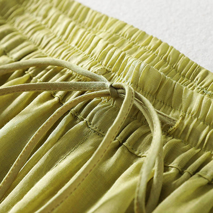 Pantalones anchos con cordones de color liso para mujer de Buddha Stones - image 15