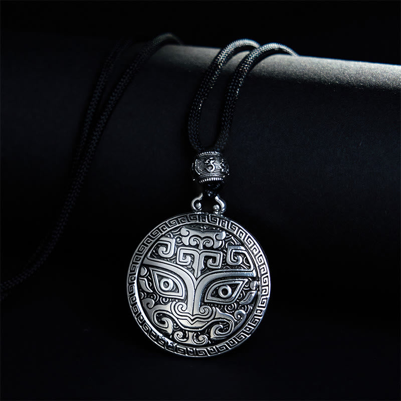 Colgante de plata con baño de cobre y piedras de Buddha Stones Taotie Om Mani Padme Hum - Cobre (Riqueza ♥ Suerte) - image 1