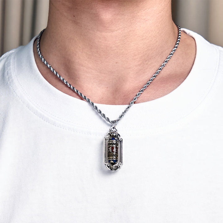 Colgante de cobre con forma de rueda de oración Om Mani Padme Hum vintage con Buddha Stones y la suerte - image 14