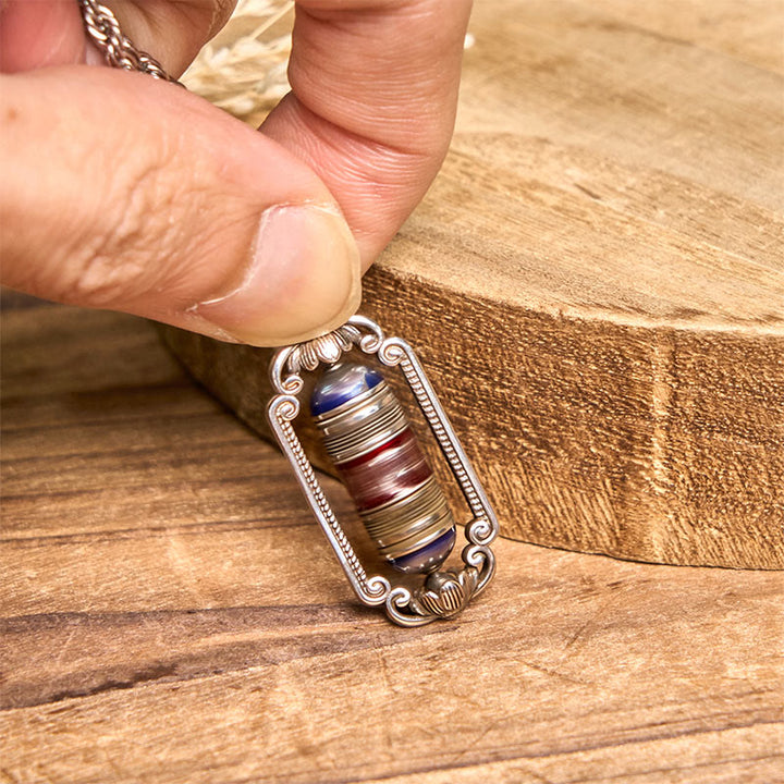 Colgante de cobre con forma de rueda de oración Om Mani Padme Hum vintage con Buddha Stones y la suerte - image 10