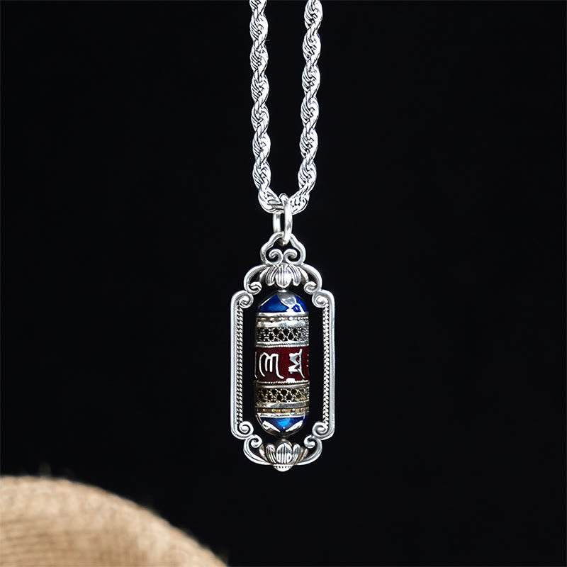 Colgante de cobre con forma de rueda de oración Om Mani Padme Hum vintage con Buddha Stones y la suerte - image 2